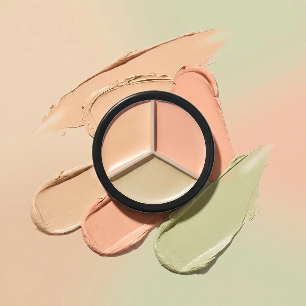 THESAEM Cover Perfection Triple Pot Concealer - 03 Correct Up Beige for Red Tone & Dark Circles - 3-Color Multi Concealer Palette for Light Skin Tones 13-21 - Korean Makeup with Sweet Almond Oil